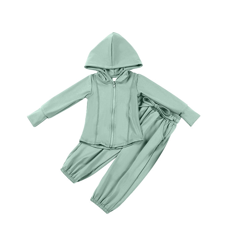 GLP2083 组合 preorder green kids yoga hoodie zipper girl clothes outfit 202410