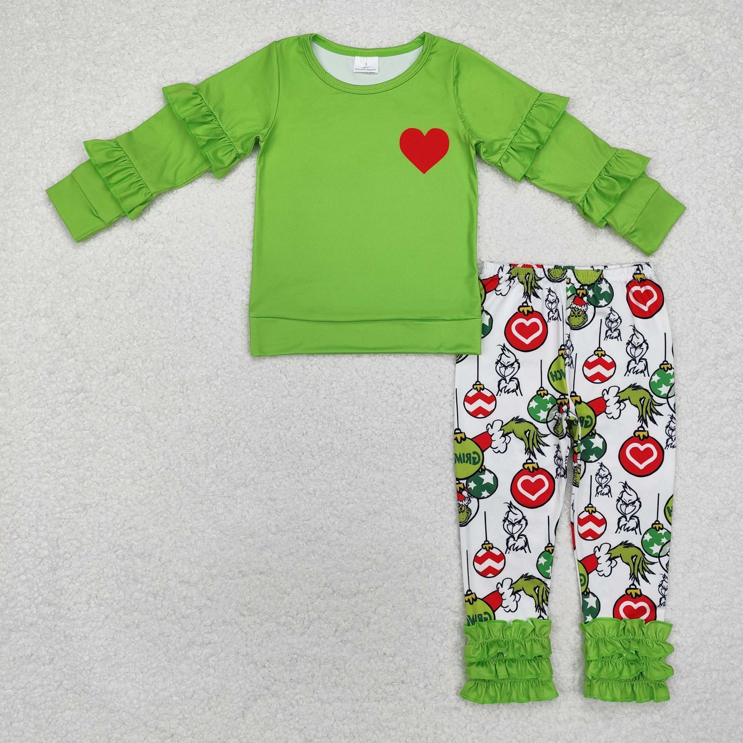 GLP2089 Christmas cartoon grinch love girl outfit pajamas 202411 RTS sibling