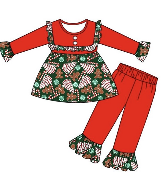 GLP2158   preorder Christmas gingerbread tree girl outfit 202410