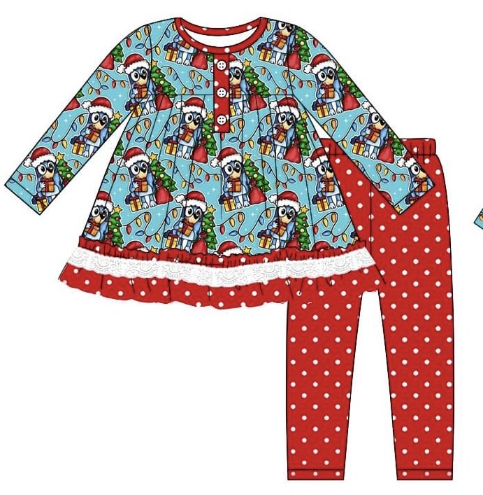 GLP2160  preorder Christmas cane bluey dog girl outfit 202410