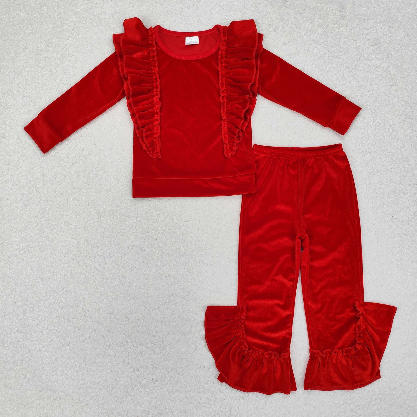 GLP2164   velvet red christmas girl outfit 202411 RTS