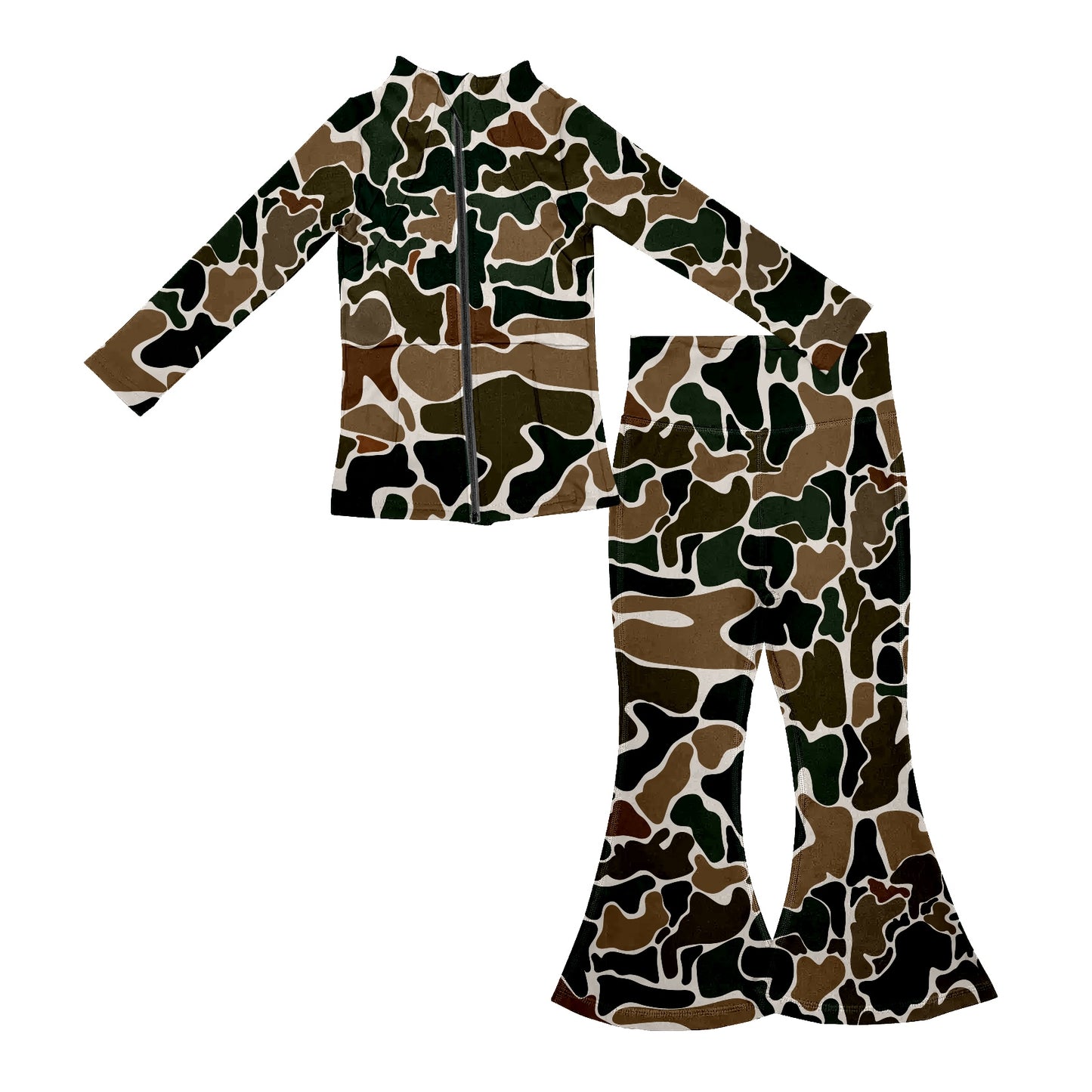 GT0851 camo kids yoga western camo zipper long sleeve boy girl pullover top 202410 preorder