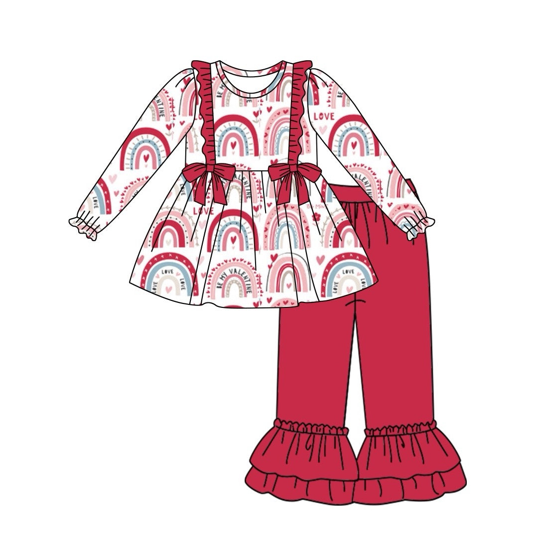 GLP2204 Saint Valentine's Day rainbow love baby clothes girl outfit 202410 preorder sibling