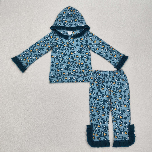 GLP2239  green leopard girl pajamas outfit 202412 RTS  sibling