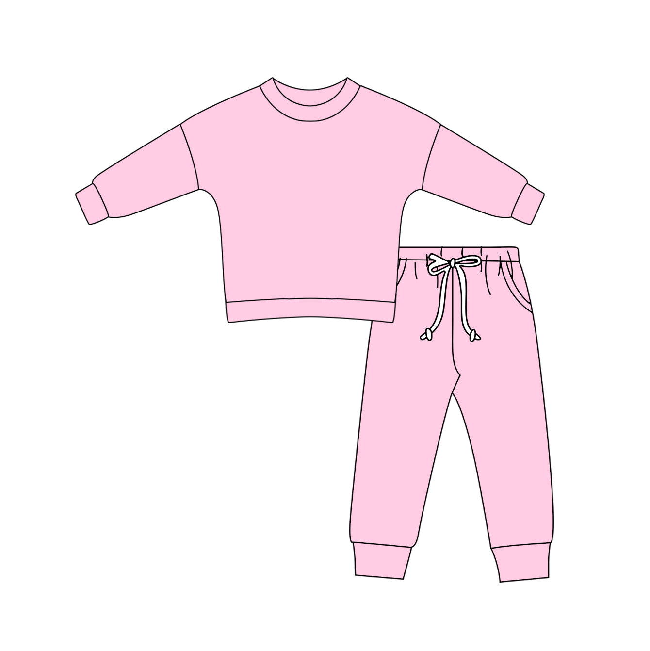 GLP2247 preorder western cotton solid pink color girl outfit 202410 sibling