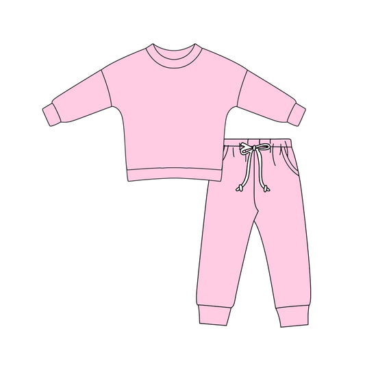 GLP2247 preorder western cotton solid pink color girl outfit 202410 sibling