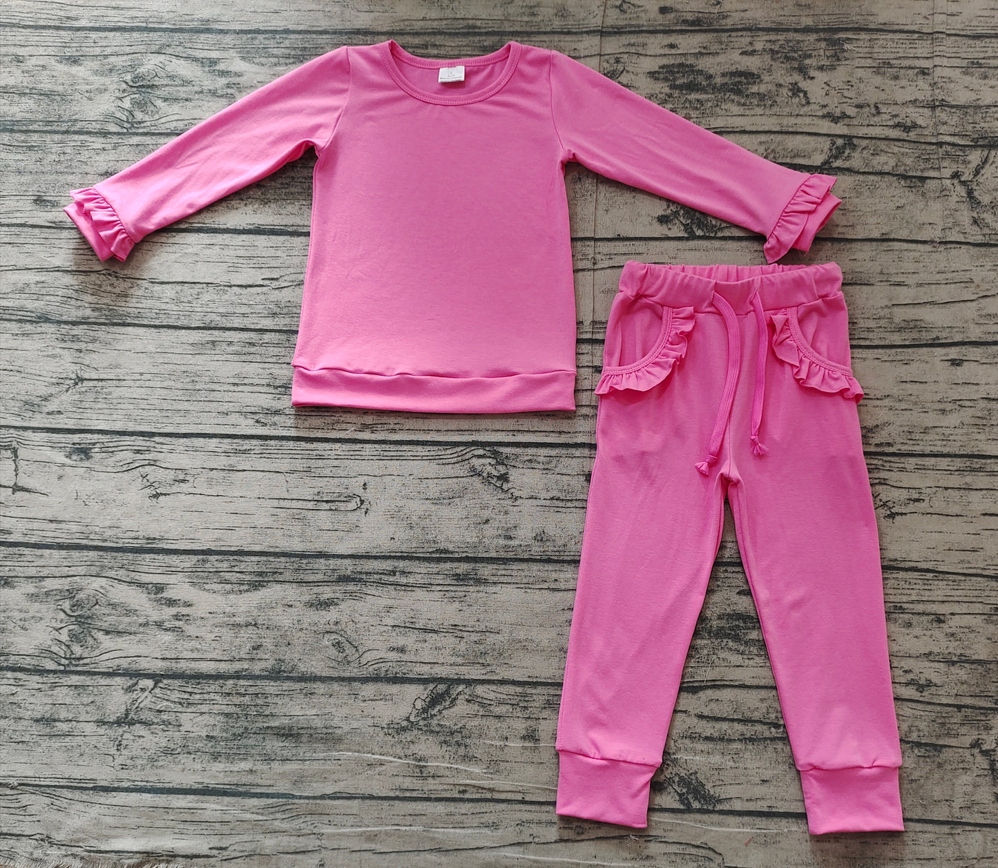 GLP2258 western cotton pink hot solid color girl outfit 202412 sibling preorder