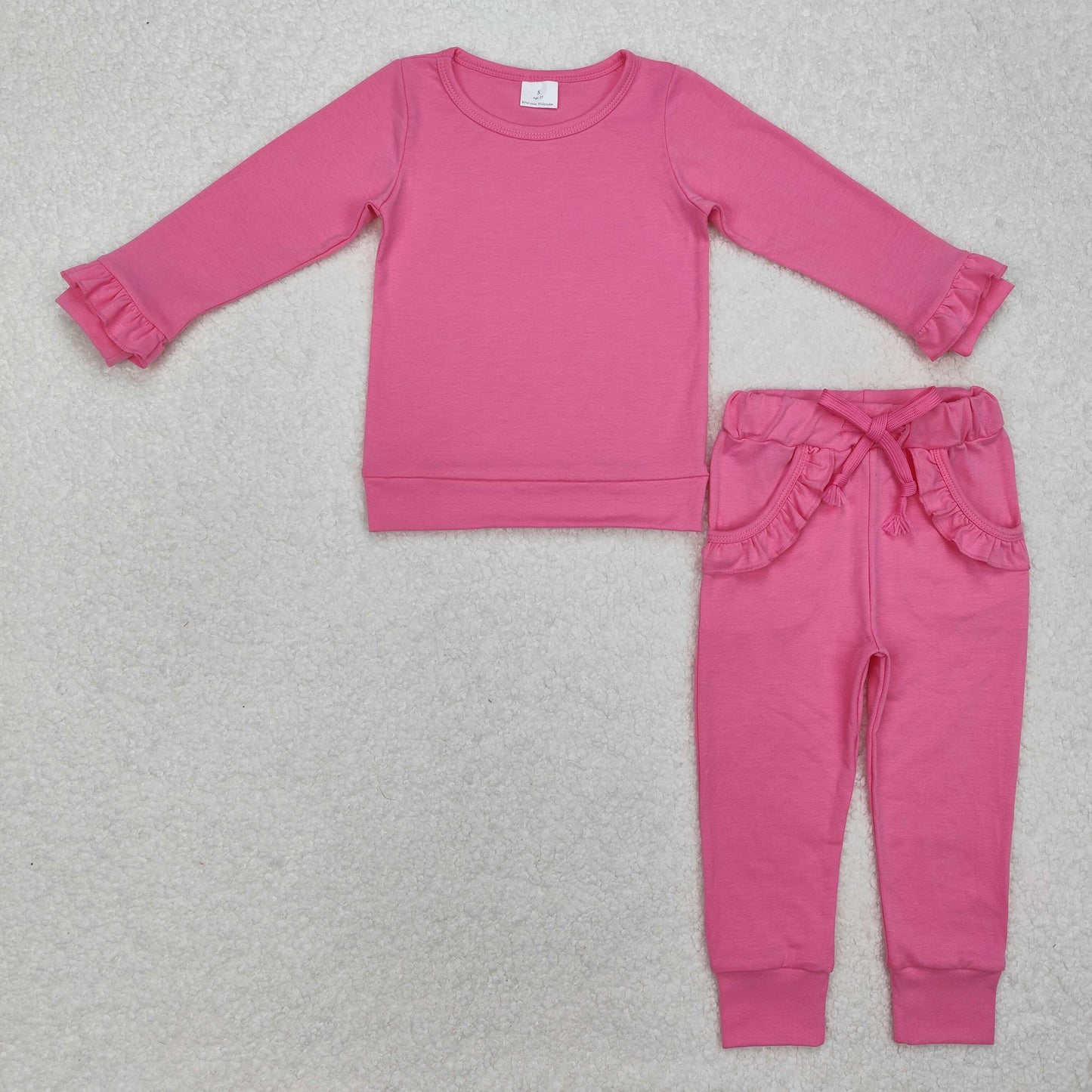 GLP2258 western cotton pink hot solid color girl outfit 202412 sibling RTS