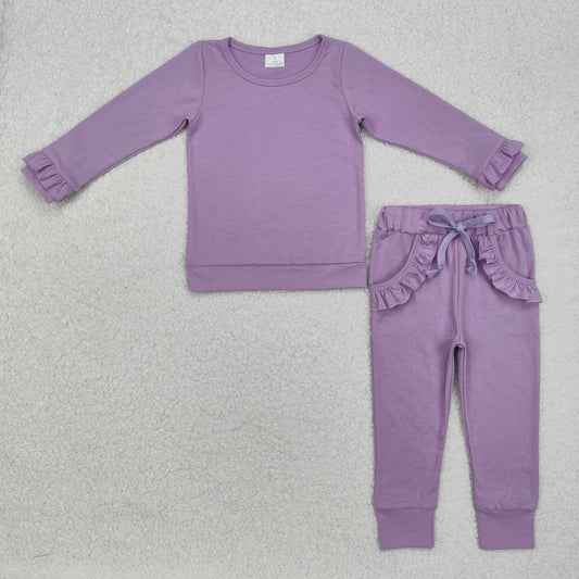 GLP2260 cotton solid ruffle hoodie girl outfit 202412  RTS sibling