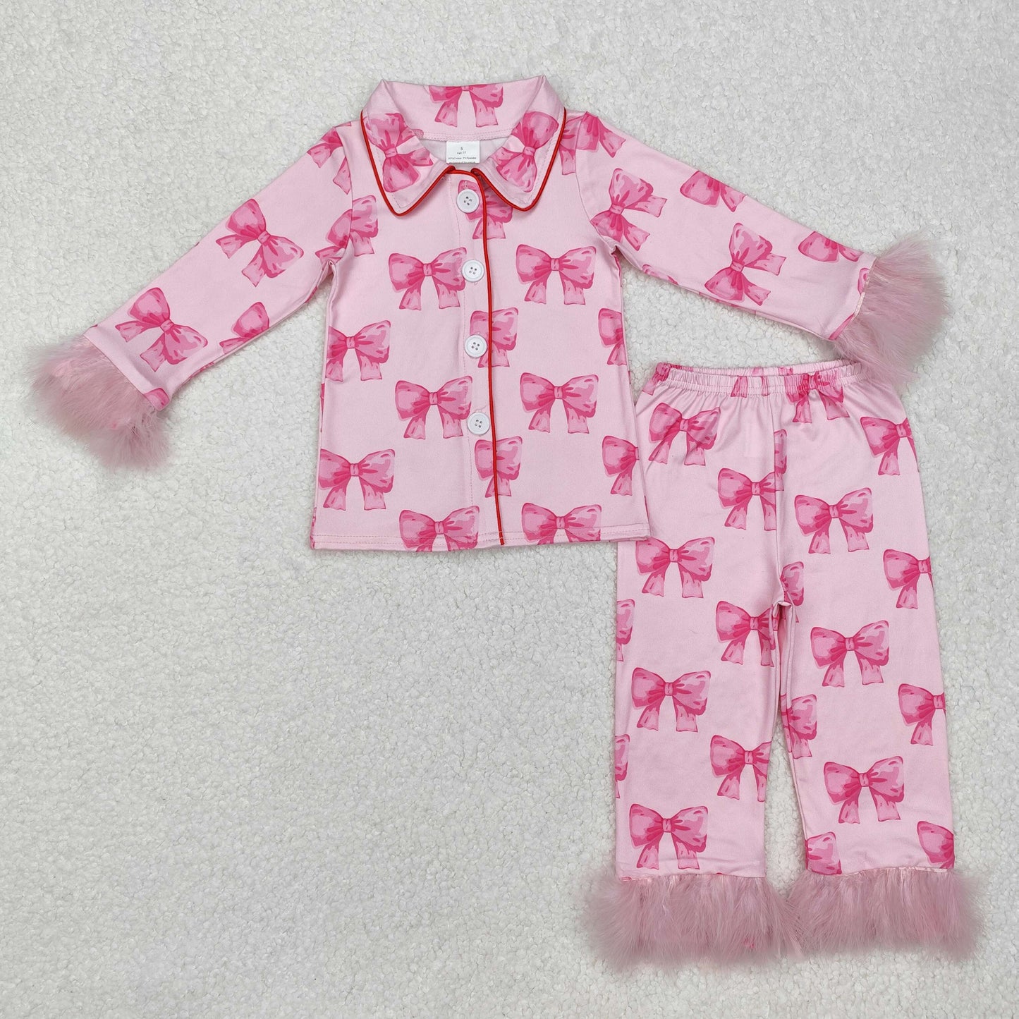 GLP2289 Valentines BOW Fur  kids girl outfit 202412 RTS