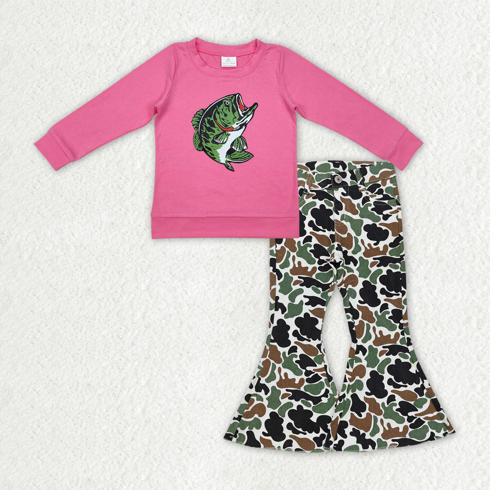 GLP2314 组合 vinyl camo fish jeans girl outfit 202412 RTS