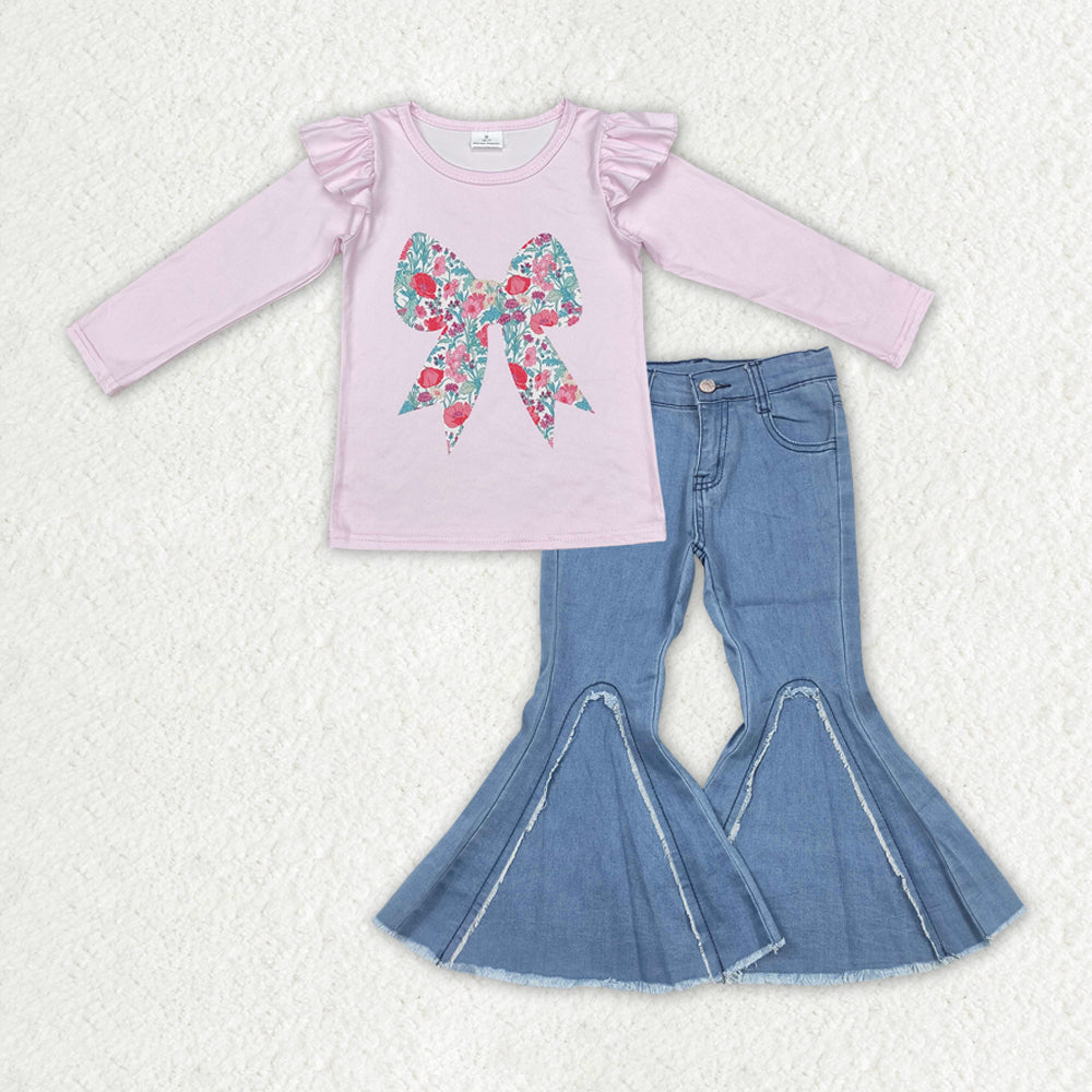 GLP2322组合 western bow denim jeans girl outfit 202412 RTS