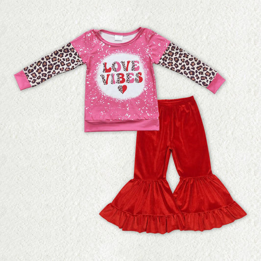 GLP2331组合 leopard love Valentine velvet bell bottom pants outfit  RTS  202412