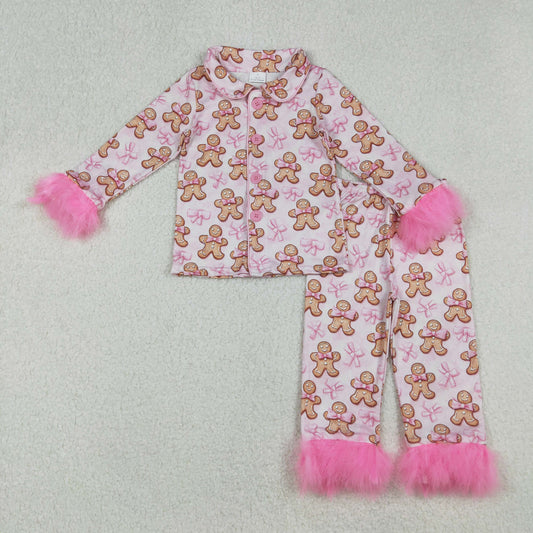 GLP2374 feather bow Christmas gingerbread kids girl outfit 202509 RTS