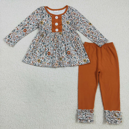 GLP2404 orange fall flower girl  outfit 202508 RTS