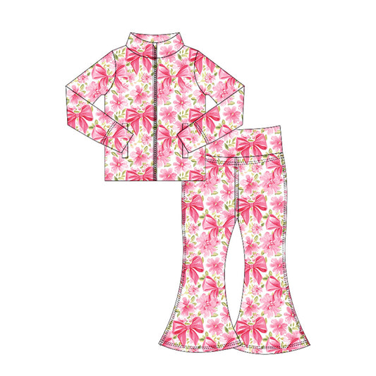 GLP2437组合 kids yoga bow zipper pockets girl clothes outfit 202506 preorder