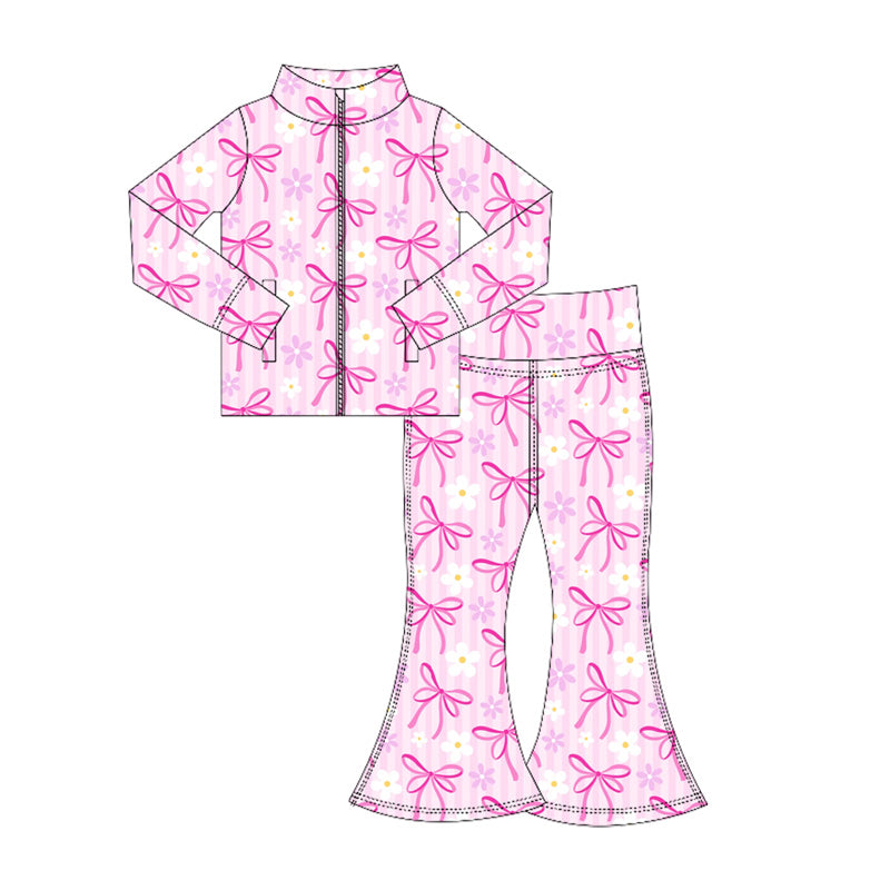 GLP2438组合 kids yoga bow zipper pockets girl clothes outfit 202506 preorder