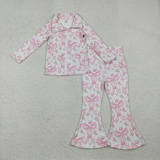 GLP2440组合 kids yoga bow zipper pockets girl clothes outfit 202510 RTS