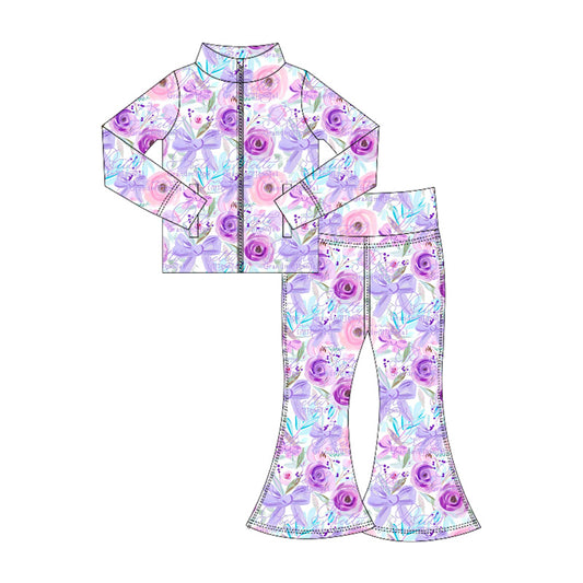 GLP2441组合 kids yoga bow zipper pockets girl clothes outfit 202506 preorder
