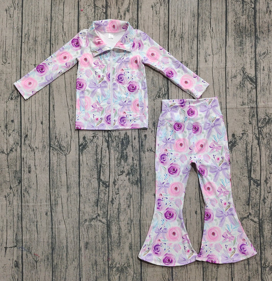 GLP2441组合 kids yoga bow zipper pockets girl clothes outfit 202509 preorder