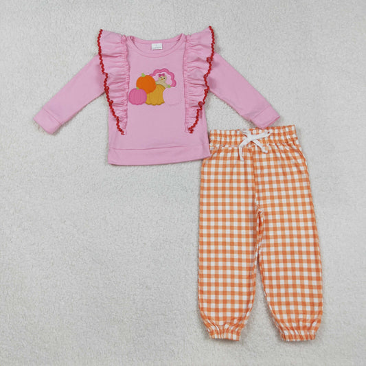 GLP2442 Embroidery  Halloween Pumpkin girl outfit 202509 RTS