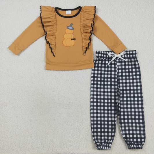 GLP2445 Embroidery  Halloween Pumpkin girl outfit 202508 RTS