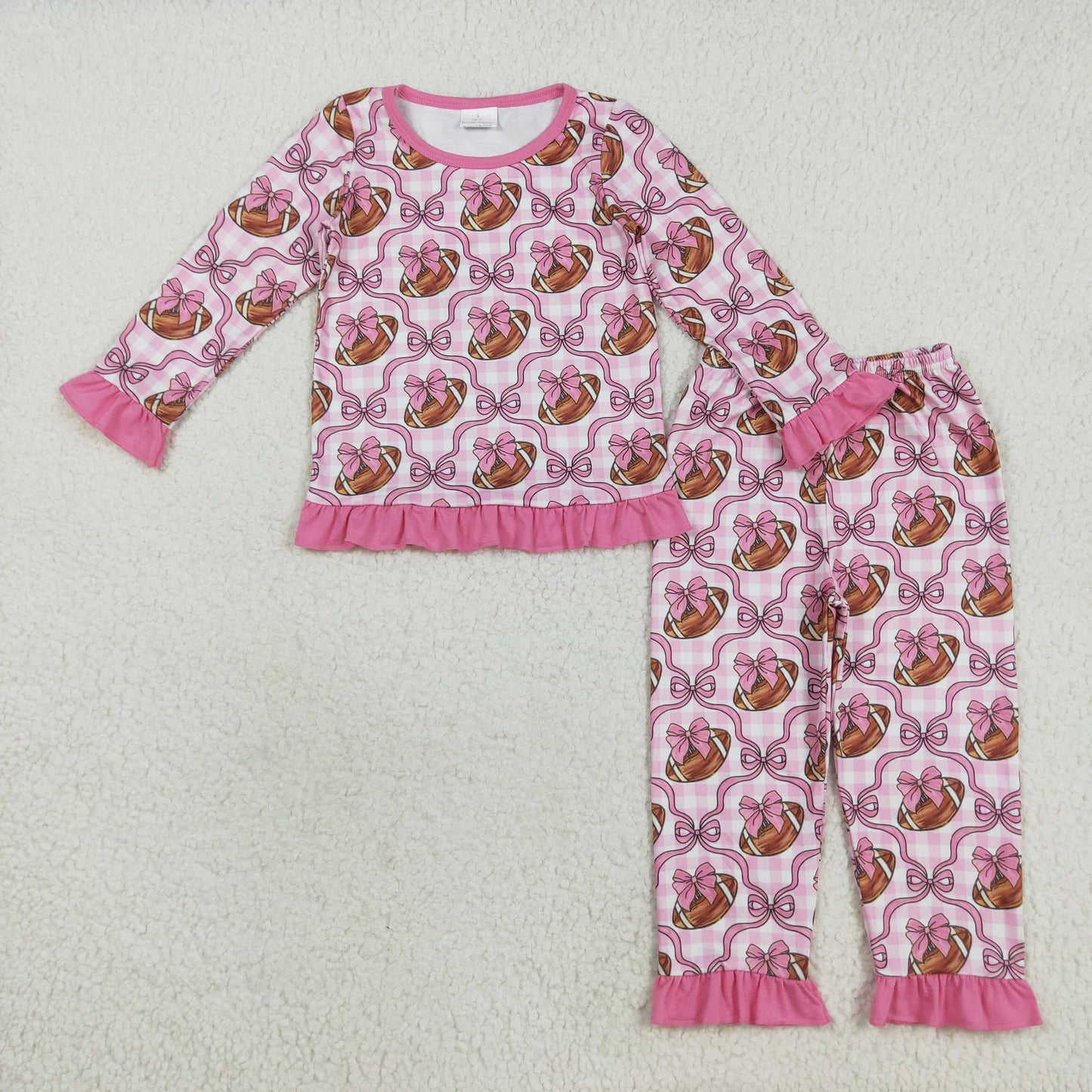 GLP2535 bow football western  kids girl pajamas outfit 202508 RTS