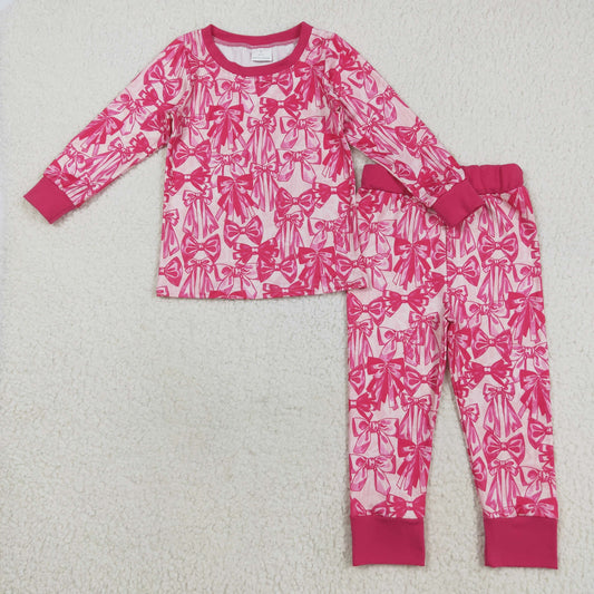 GLP2539 bow western  kids girl pajamas outfit 202508 RTS