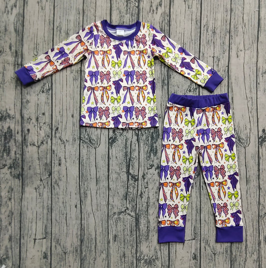 GLP2566 purple bow western  kids girl pajamas outfit 202507 preorder