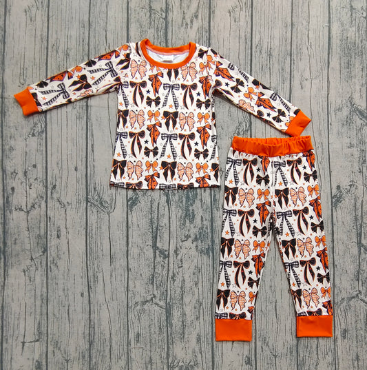 GLP2573  orange bow western  kids girl pajamas outfit 202507 preorder
