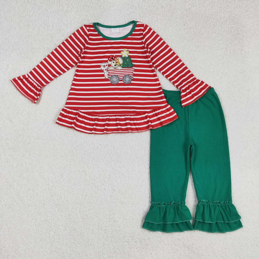 GLP2580 embroidery Christmas dog girl pajamas outfit 202509 RTS