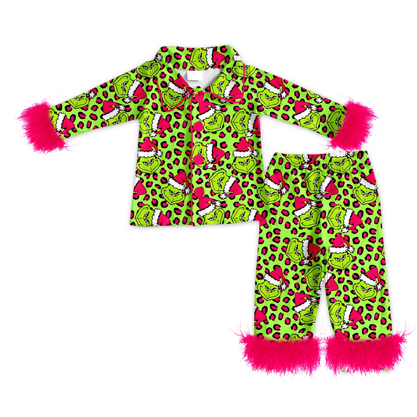 GLP2670 adult pajamas Christmas cane feather fur fluffy sleeves pink long women outfit 202507  sibling