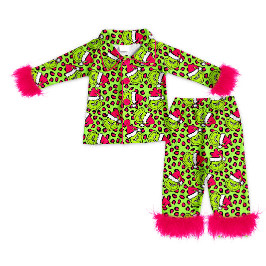 GLP2670 adult pajamas Christmas cane feather fur fluffy sleeves pink long women outfit 202507  sibling
