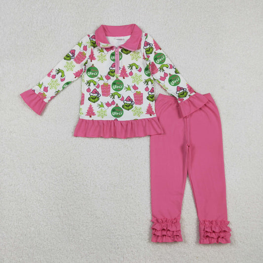 GLP2734 grinch western girl pajamas outfit 202510 RTS