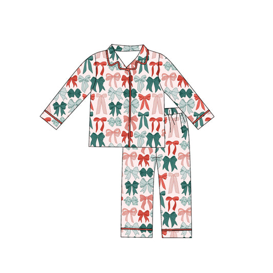 GLP2788  Bow Christmas girl pajamas sibling  outfit 202509 preorder