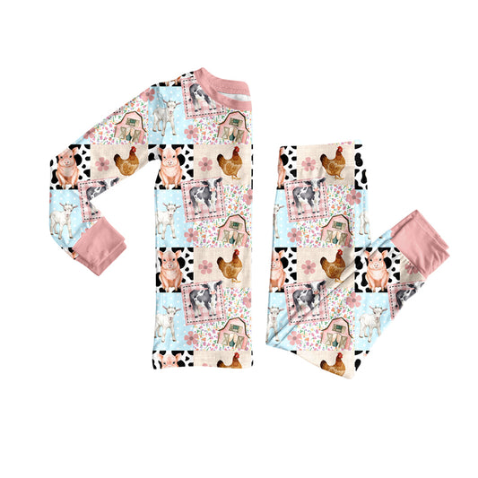 GLP2805 farm  cow  pajamas girl outfit 202509 preorder