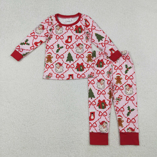 GLP2807-XS-3XL  bow Christmas Santa  pajamas girl outfit 202510 RTS