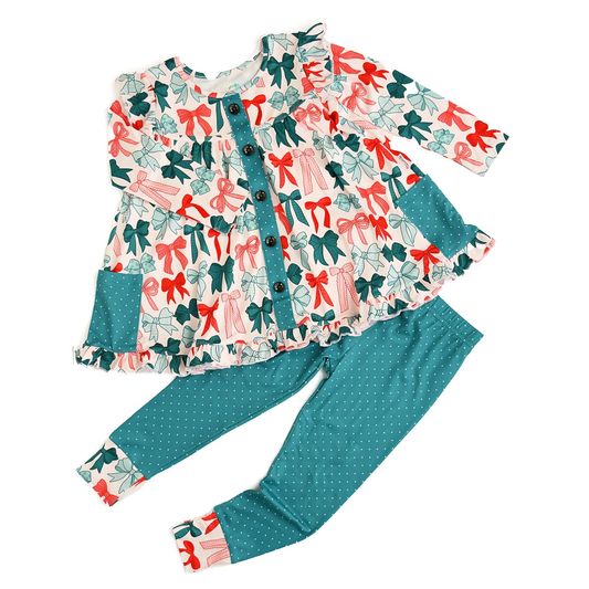 GLP2810  bow Christmas tree  pajamas girl outfit 202509 preorder
