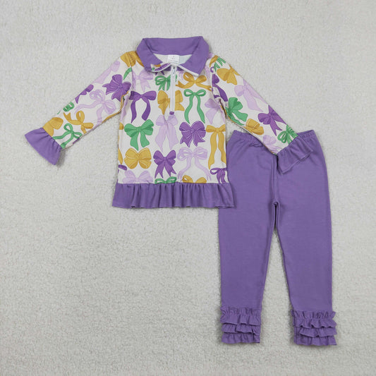 GLP2823 Mardi Gras bow butterfly pajamas girl outfit 202511 RTS