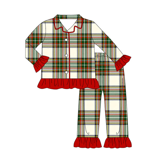 GLP2827 checkerboard Christmas adult women white red green black pajamas outfit 202509 preorder