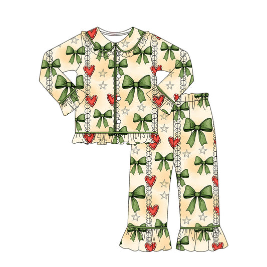 GLP2833  Bow Christmas girl pajamas sibling  outfit 202509 preorder