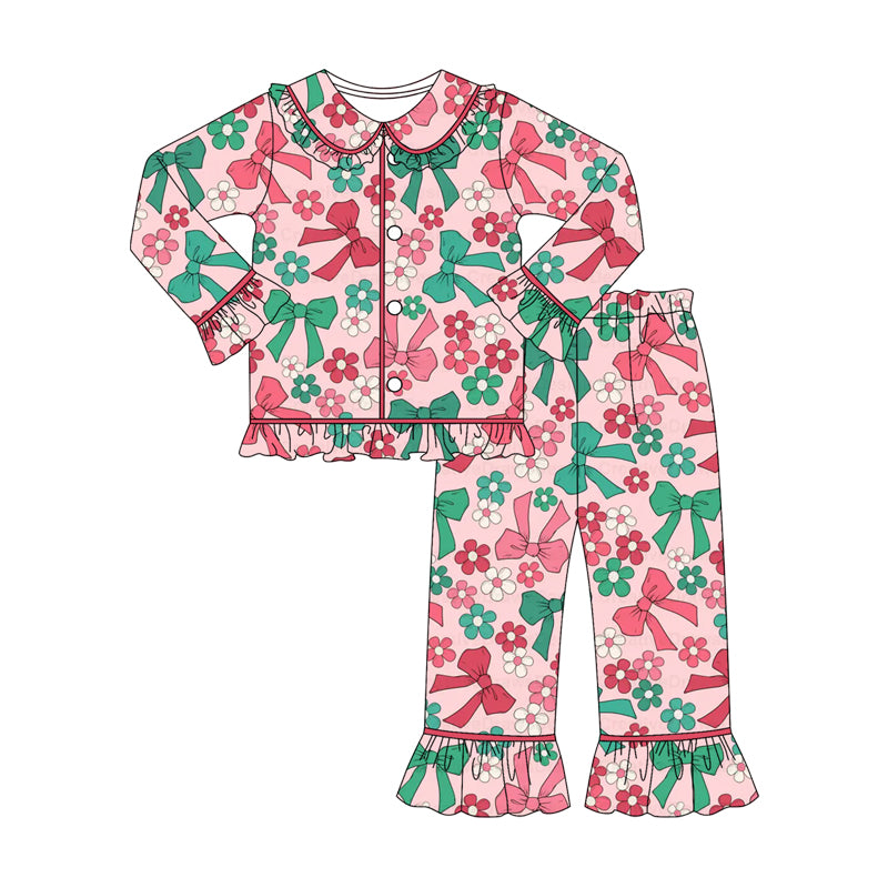 GLP2834 Bow Christmas girl pajamas sibling  outfit 202509 preorder