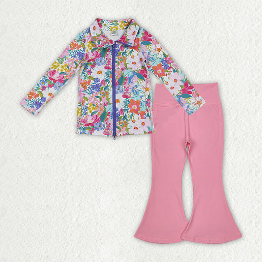 GLP2893 Flowers yoga  zipper pockets girl clothes outfit 202509 RTS