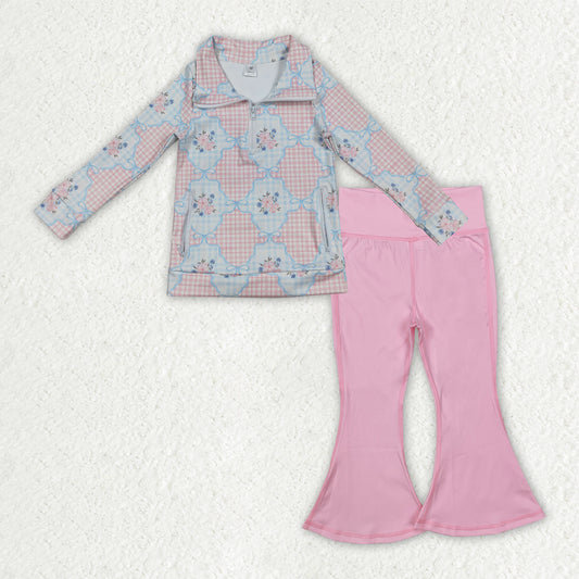 GLP2898  bow flowers yoga  zipper pockets girl clothes outfit 202509 RTS