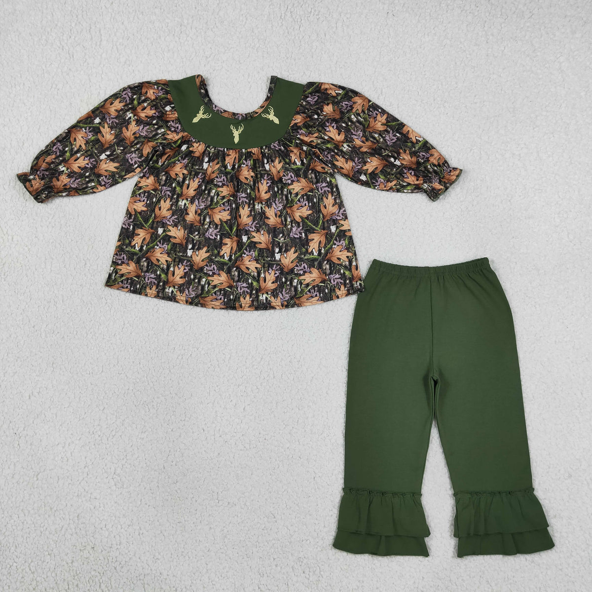 NO MOQ RTS GLP2908 Baby Girl Clothes Western Boot Cactus Allover Print Long Sleeve Ruffle Pant Set 202610
