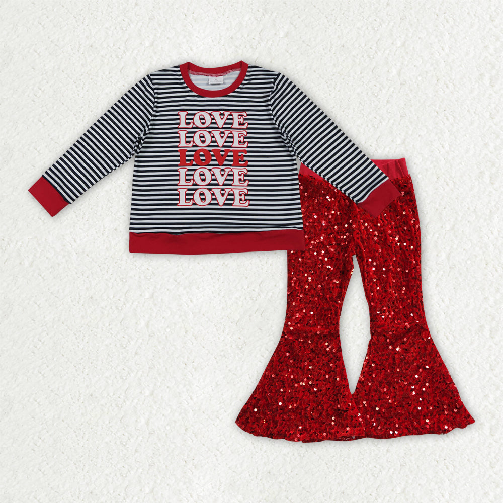 GLP3084组合 LOVE sequin pants RED girl outfit 202510 RTS