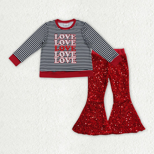 GLP3084组合 LOVE sequin pants RED girl outfit 202510 RTS