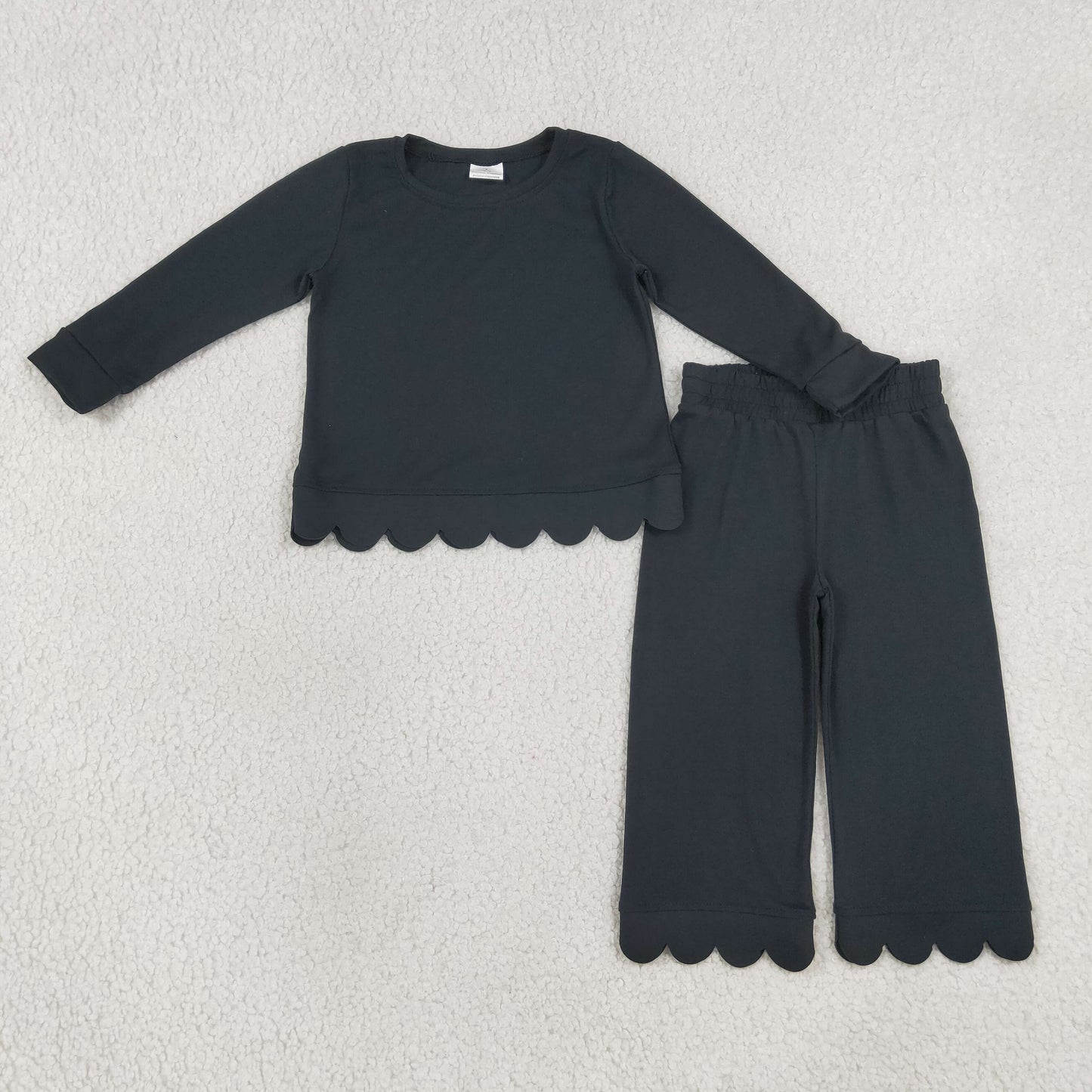 GLP3290 Scallop solid Black western girl outfit RTS 202608 RTS