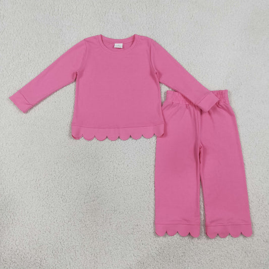 GLP3294 Scallop solid hot pink western girl outfit RTS 202608 RTS