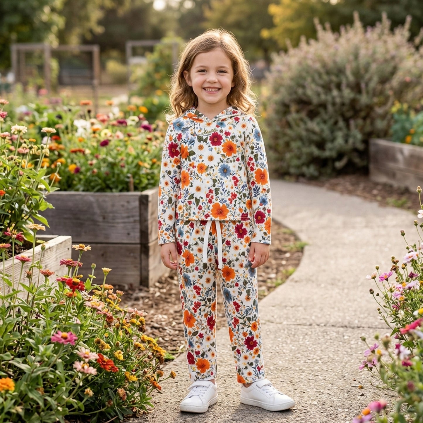 RTS GLP3321 Kids Floral Print Long Sleeve Top Long Pants Pajama Set 202608